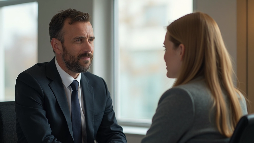 Деловое общение между менеджером и сотрудником в офисном помещении